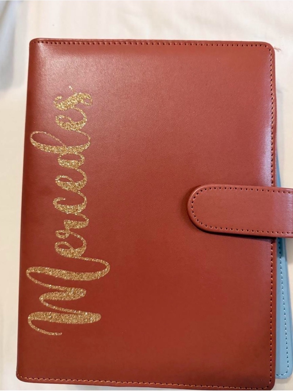 Personalized brown A5 binder with Gold Script